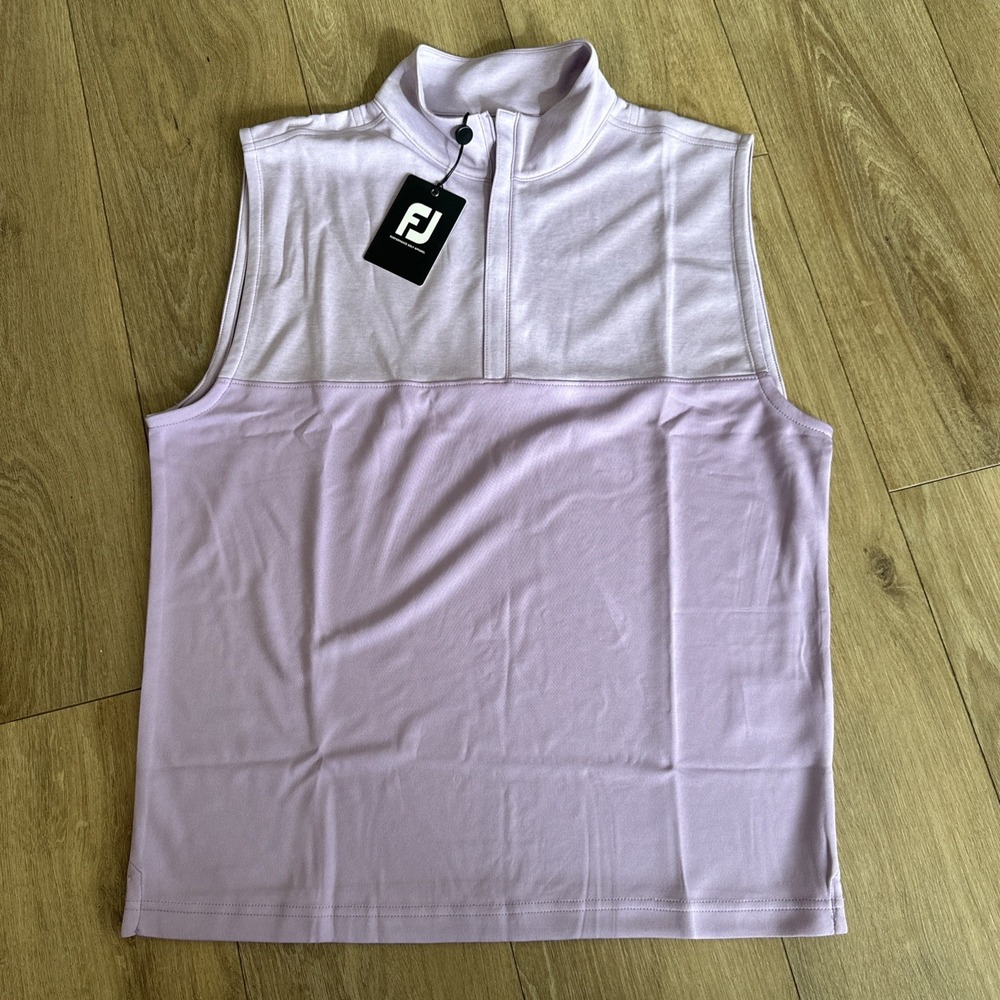 Foot Joy FJ Men's Heather Yoke‎ 1/2 Zip Vest Lavender Golf Pullover Medium